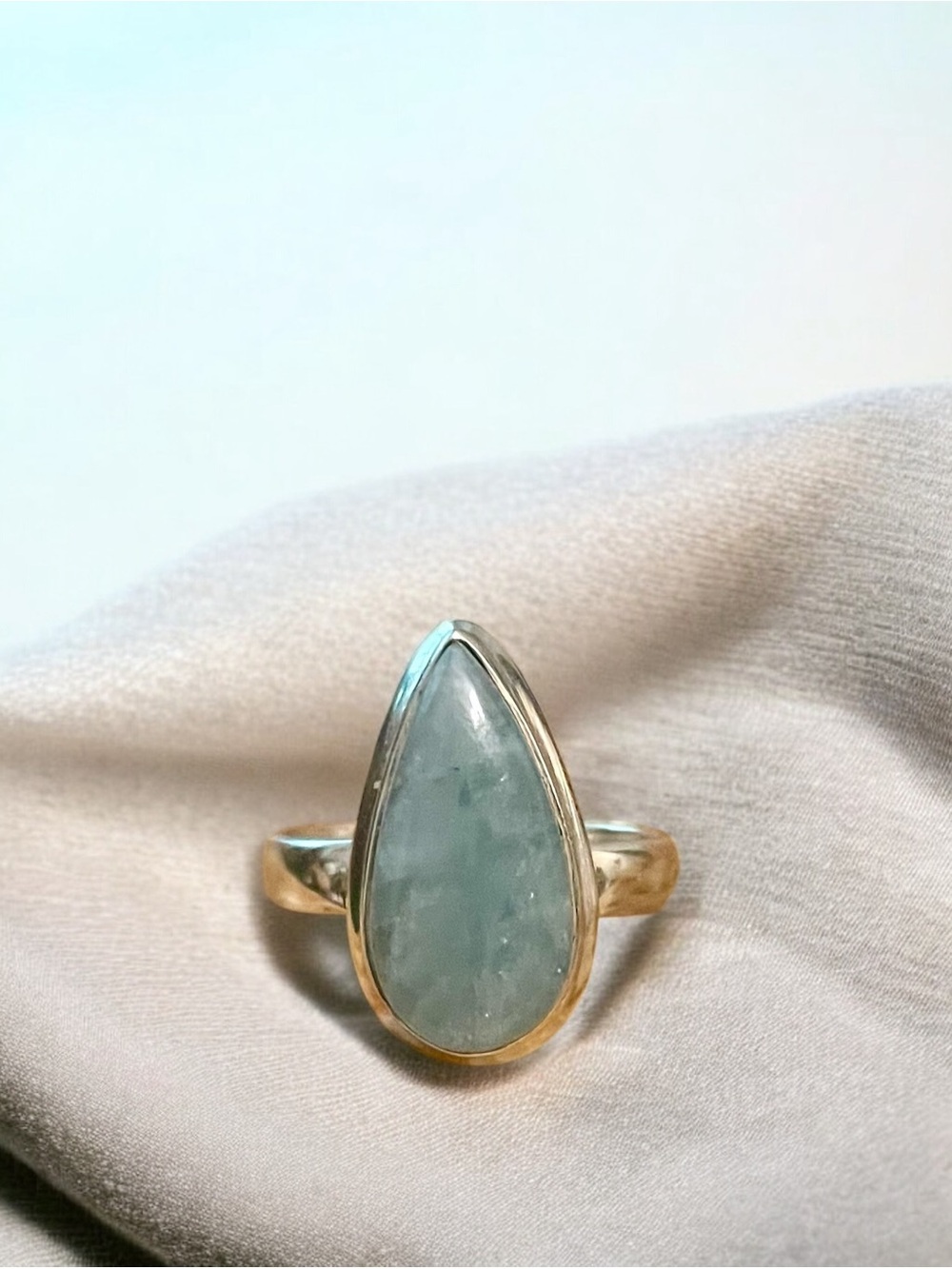 Aquamarine Sterling Silver Ring 925 Size 8
